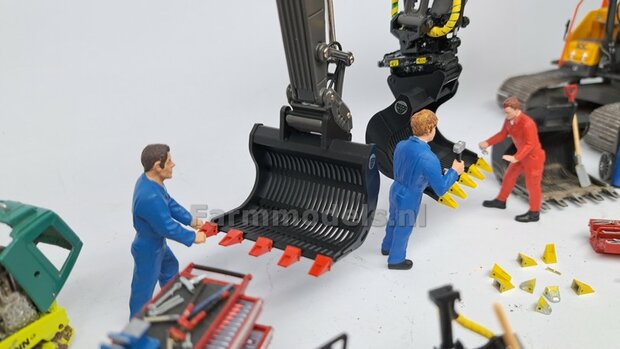 Puinriek HEAVY DUTY ZWART MATT gespoten, vaste TANDEN GEEL 44.8 mm breed Mat. RESIN op KLEUR t.b.v. S70 KOPPELING 1:32  