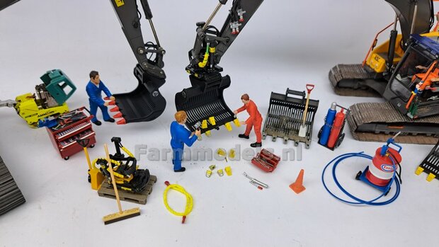 Puinriek HEAVY DUTY ZWART MATT gespoten, vaste TANDEN ROOD 44.8 mm breed Mat. RESIN op KLEUR t.b.v. S70 KOPPELING 1:32  