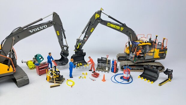 Puinriek HEAVY DUTY RESIN + 5 LOSSE TANDEN +  5x SLIJTAGE TANDEN 44.8 mm breed RESIN t.b.v. S70 KOPPELING 1:32  