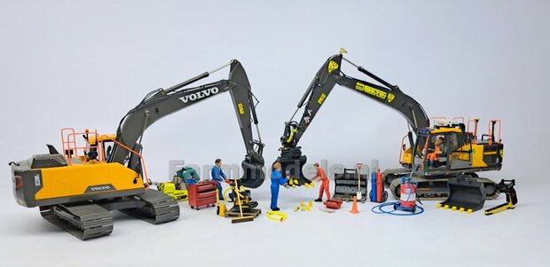 Puinriek HEAVY DUTY RESIN + 5 LOSSE TANDEN +  5x SLIJTAGE TANDEN 44.8 mm breed RESIN t.b.v. S70 KOPPELING 1:32  