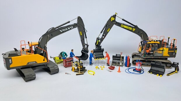 Puinriek HEAVY DUTY RESIN + 5 LOSSE TANDEN +  5x SLIJTAGE TANDEN 44.8 mm breed RESIN t.b.v. S70 KOPPELING 1:32  