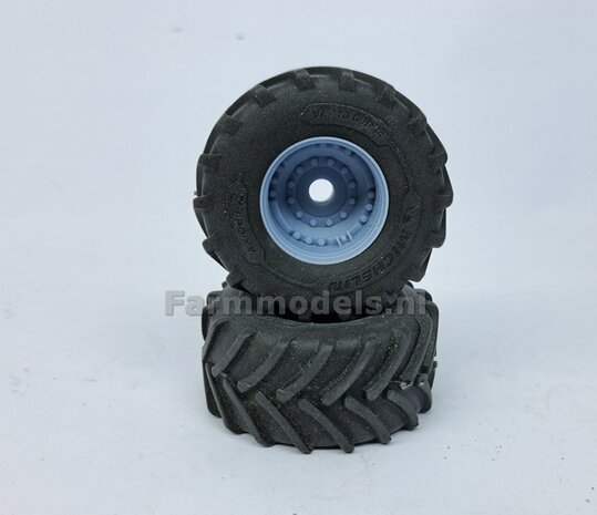 &Oslash; 54.8 x 25.8 mm: CASE-STEYR-NH: 2x Michelin Axiobib2 Banden + RESIN Velgen BLANK Geleverd 1:32  Farmmodels Prem. Line Series 
