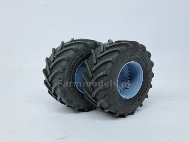 &Oslash; 54.8 x 25.8 mm: CASE-STEYR-NH: 2x Michelin Axiobib2 Banden + RESIN Velgen BLANK Geleverd 1:32  Farmmodels Prem. Line Series 