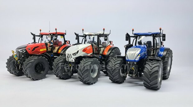 &Oslash; 54.8 x 25.8 mm: CASE-STEYR-NH: 2x Michelin Axiobib2 Banden + Resin Velgen ALU-METALIC gespoten geleverd 1:32  Farmmodels Prem. Line Series 