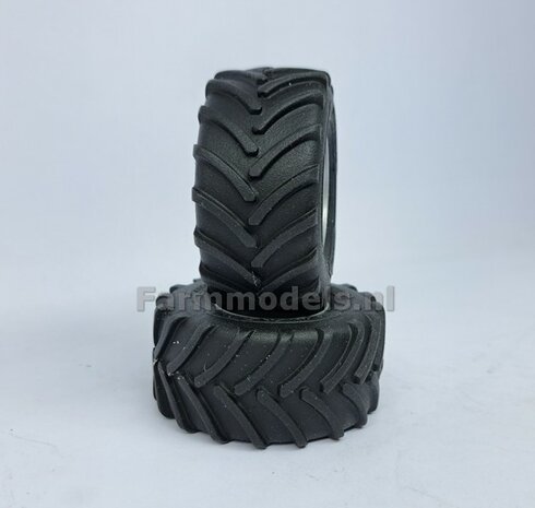&Oslash; 54.8 x 25.8 mm: CASE-STEYR-NH: 2x Michelin Axiobib2 Banden + Resin Velgen ALU-METALIC gespoten geleverd 1:32  Farmmodels Prem. Line Series 