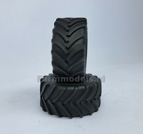 &Oslash; 54.8 x 25.8 mm: CASE-STEYR-NH: 2x Michelin Axiobib2 Banden + Resin Velgen ZWART GLANS gespoten geleverd 1:32  Farmmodels Prem. Line Series 