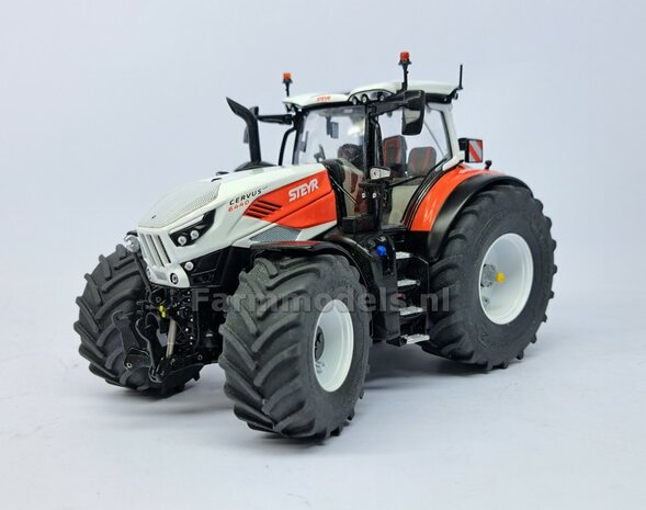 &Oslash; 54.8 x 25.8 mm: CASE-STEYR-NH: 2x Michelin Axiobib2 Banden + Resin Velgen WIT GLANS gespoten geleverd 1:32  Farmmodels Prem. Line Series 
