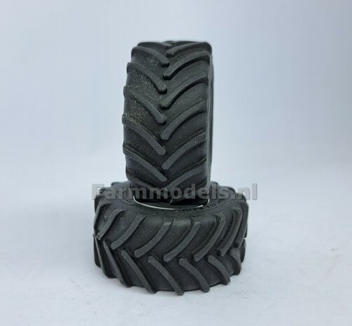 &Oslash; 54.8 x 25.8 mm: CASE-STEYR-NH: 2x Michelin Axiobib2 Banden + Resin Velgen WIT GLANS gespoten geleverd 1:32  Farmmodels Prem. Line Series 