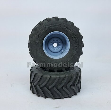 &Oslash; 70.3 x 30.4 mm: CASE-STEYR-NH: 2x Michelin Axiobib2 Banden + RESIN Velgen BLANK Geleverd 1:32  Farmmodels Prem. Line Series 