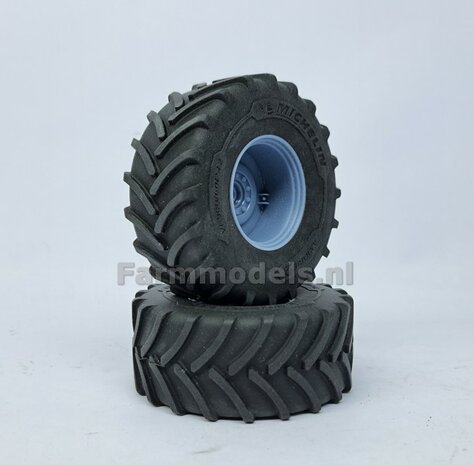 &Oslash; 70.3 x 30.4 mm: CASE-STEYR-NH: 2x Michelin Axiobib2 Banden + RESIN Velgen BLANK Geleverd 1:32  Farmmodels Prem. Line Series 