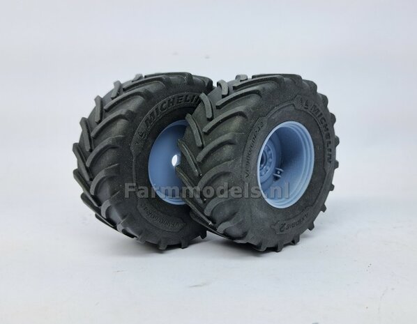 &Oslash; 70.3 x 30.4 mm: CASE-STEYR-NH: 2x Michelin Axiobib2 Banden + RESIN Velgen BLANK Geleverd 1:32  Farmmodels Prem. Line Series 