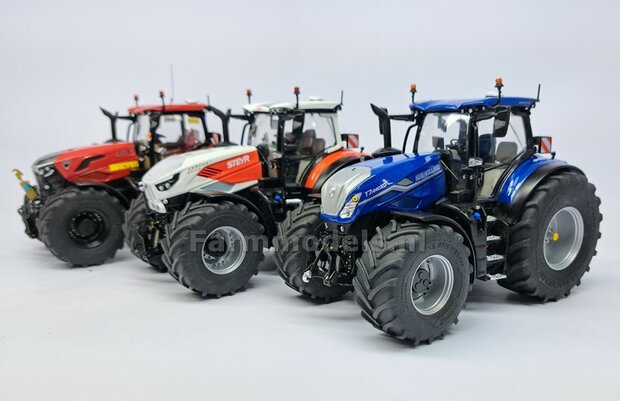 &Oslash; 70.3 x 30.4 mm: CASE-STEYR-NH: 2x Michelin Axiobib2 Banden + Resin Velgen ALU-METALIC gespoten geleverd 1:32  Farmmodels Prem. Line Series 