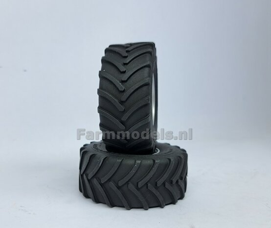 &Oslash; 70.3 x 30.4 mm: CASE-STEYR-NH: 2x Michelin Axiobib2 Banden + Resin Velgen ALU-METALIC gespoten geleverd 1:32  Farmmodels Prem. Line Series 