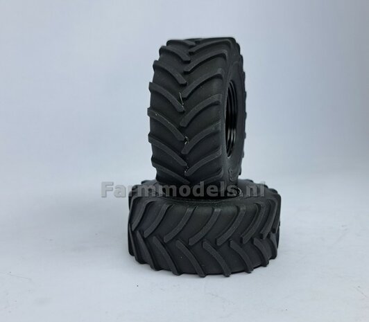 &Oslash; 70.3 x 30.4 mm: CASE-STEYR-NH: 2x Michelin Axiobib2 Banden + Resin Velgen ZWART GLANS gespoten geleverd 1:32  Farmmodels Prem. Line Series 