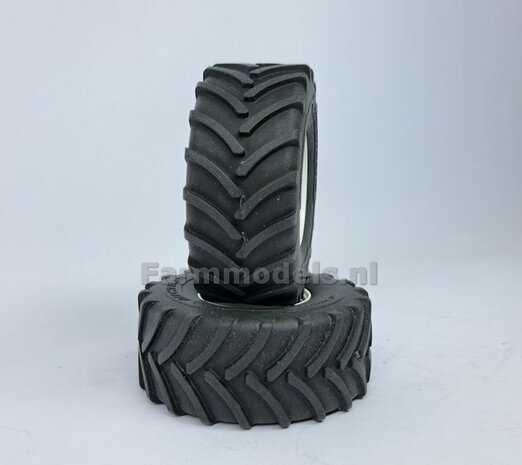 &Oslash; 70.3 x 30.4 mm: CASE-STEYR-NH: 2x Michelin Axiobib2 Banden + Resin Velgen WIT GLANS gespoten geleverd 1:32  Farmmodels Prem. Line Series 