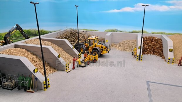 10x STAPELBLOK 4x2 VLAK/SCHUIN Afm. blok: 50 x 25 x 25mm GRIJS KUNSTSTOF CONCRETE BETONLOOK Gespoten  1:32  NB2B  