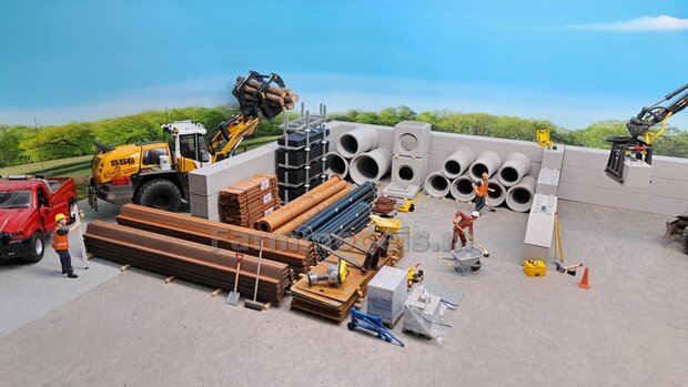 10x STAPELBLOK 4x2 VLAK/SCHUIN Afm. blok: 50 x 25 x 25mm GRIJS KUNSTSTOF CONCRETE BETONLOOK Gespoten  1:32  NB2B  