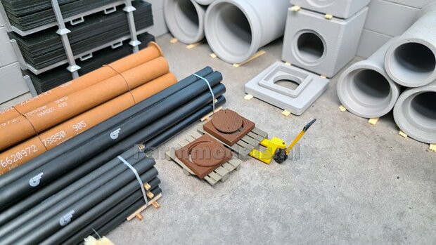 10x STAPELBLOK 4x2 VLAK/SCHUIN Afm. blok: 50 x 25 x 25mm GRIJS KUNSTSTOF CONCRETE BETONLOOK Gespoten  1:32  NB2B  
