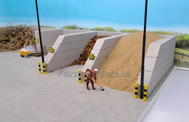 10x STAPELBLOK 4x2 VLAK/SCHUIN Afm. blok: 50 x 25 x 25mm GRIJS KUNSTSTOF CONCRETE BETONLOOK Gespoten  1:32  NB2B  