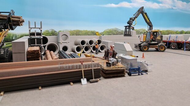 10x STAPELBLOK 4x2 NOKKEN/SCHUIN Afm. blok: 50 x 25 x 25mm GRIJS KUNSTSTOF CONCRETE BETONLOOK Gespoten 1:32  NB2B  