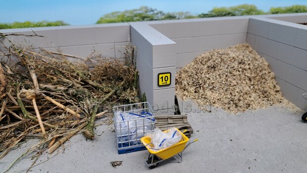 L-WAND STAPELBLOK RECHT VOOR VLAK BOVEN Afm: 350 x 375 x 75mm KUNSTSTOF BETONLOOK Gespoten geleverd  1:32  NB2B    