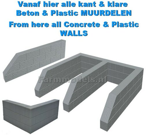 Vanaf hier alle kant &amp; klare WANDEN Beton &amp; Plastic STAPEL BLOKKEN 1:32    