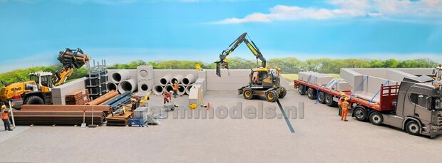 WAND MODULAIR STAPELBLOKKEN RECHT VOOR VLAK BOVEN Afm: 300 x 25 x 75mm GRIJS KUNSTSTOF BLANK Geleverd  1:32  NB2B      