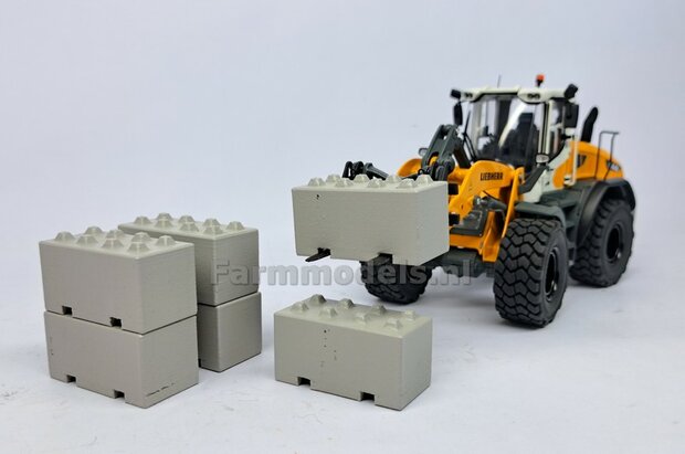 2x BETONBLOK/ STAPELBLOK 4x2 met NOKKEN, ook gebruikt als BARRIERS  Materiaal KUNSTSTOF, BLANK Geleverd  1:32    NB2B