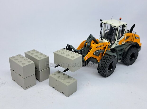 2x BETONBLOK/ STAPELBLOK 4x2 met NOKKEN, ook gebruikt als BARRIERS  Materiaal KUNSTSTOF, BLANK Geleverd  1:32    NB2B