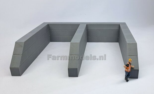 W-WAND MODULAIR STAPELBLOK SCHUIN VOOR VLAK BOVEN Afm: 275 x 325 x 75mm GRIJS KUNSTSTOF BLANK Geleverd 1:32 NB2B   