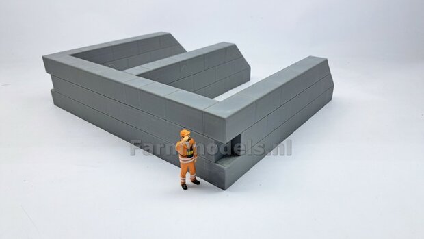 W-WAND MODULAIR STAPELBLOK SCHUIN VOOR VLAK BOVEN Afm: 275 x 325 x 75mm GRIJS KUNSTSTOF BLANK Geleverd 1:32 NB2B   