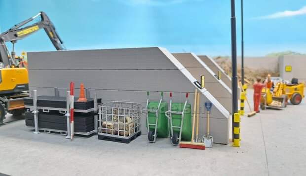 WAND MODULAIR STAPELBLOKKEN RECHT VOOR VLAK BOVEN Afm: 200 x 25 x 75mm KUNSTSTOF BETONLOOK Gespoten 1:32  NB2B      