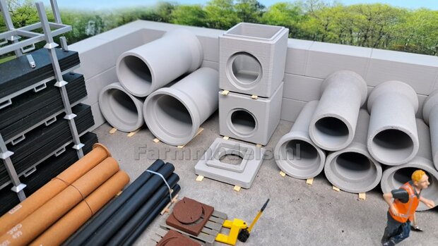 WAND MODULAIR STAPELBLOKKEN RECHT VOOR VLAK BOVEN Afm: 200 x 25 x 75mm KUNSTSTOF BETONLOOK Gespoten 1:32  NB2B      