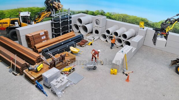 WAND MODULAIR STAPELBLOKKEN RECHT VOOR VLAK BOVEN Afm: 300 x 25 x 75mm KUNSTSTOF BETONLOOK Geleverd 1:32  NB2B      