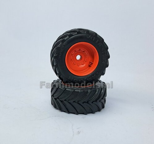 &Oslash; 51.8 x 23.7 mm: Fendt 926/930 WeiseToys: 2x Brede Vooras banden + velgen FENDT ROOD geleverd 1:32 Farmmodels Custom Line Series