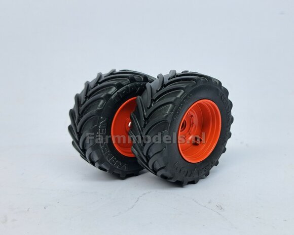 &Oslash; 51.8 x 23.7 mm: Fendt 926/930 WeiseToys: 2x Brede Vooras banden + velgen FENDT ROOD geleverd 1:32 Farmmodels Custom Line Series