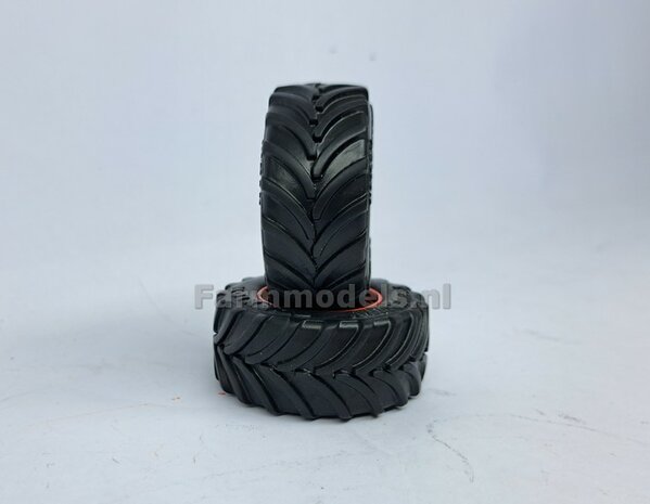 &Oslash; 51.8 x 23.7 mm: Fendt 926/930 WeiseToys: 2x Brede Vooras banden + velgen FENDT ROOD geleverd 1:32 Farmmodels Custom Line Series