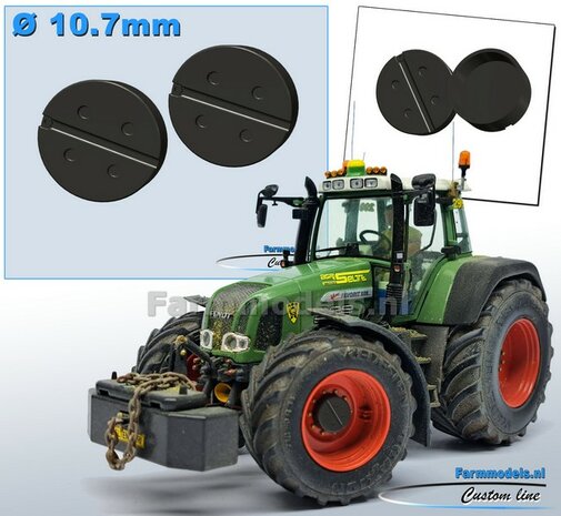 2x Eindvertragingen/ Planeetkappen &Oslash; 10.7 mm (o.a. voor Fendt 926 Gen II)  RESIN FENDT GRIJS Geleverd, zelf in de gewenste kleur te spuiten 1:32 