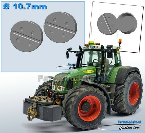 2x Eindvertragingen/ Planeetkappen &Oslash; 10.7 mm (o.a. voor Fendt 926 Gen II)  RESIN BLANK Geleverd, zelf in de gewenste kleur te spuiten 1:32 