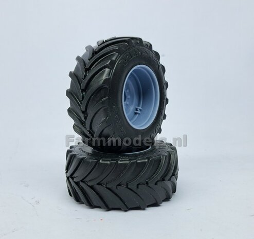&Oslash; 65.6 x 28.5 mm: Fendt 926/930 WeiseToys: 2x Brede Achteras banden + velgen BLANK geleverd 1:32 Custom Line Series
