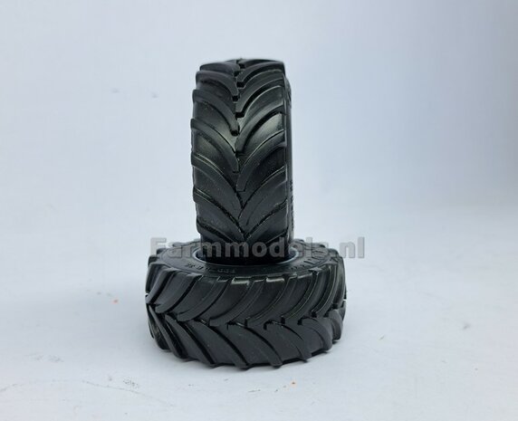 &Oslash; 65.6 x 28.5 mm: Fendt 926/930 WeiseToys: 2x Brede Achteras banden + velgen BLANK geleverd 1:32 Custom Line Series