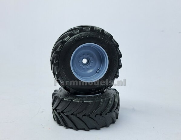 &Oslash; 65.6 x 28.5 mm: Fendt 926/930 WeiseToys: 2x Brede Achteras banden + velgen BLANK geleverd 1:32 Custom Line Series