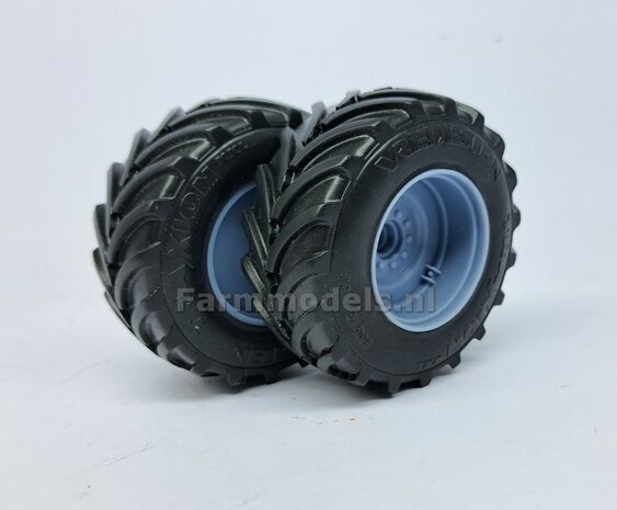 &Oslash; 65.6 x 28.5 mm: Fendt 926/930 WeiseToys: 2x Brede Achteras banden + velgen BLANK geleverd 1:32 Custom Line Series