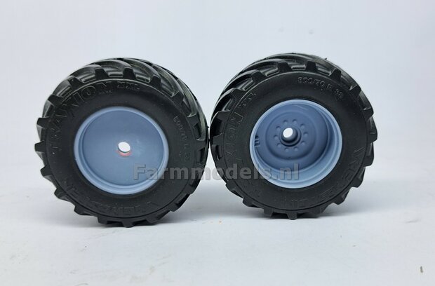 &Oslash; 65.6 x 28.5 mm: Fendt 926/930 WeiseToys: 2x Brede Achteras banden + velgen BLANK geleverd 1:32 Custom Line Series