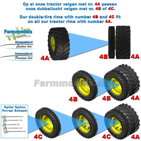 &Oslash; 65.8 x 9.2 mm: 2x CULTUUR BANDEN (nr. 4B) met 3D geprinte RESIN DUBBELLUCHT VELGEN + MOLCON 5-STER ALU.-METALIC Gespoten geleverd 1:32   Custom Line Series