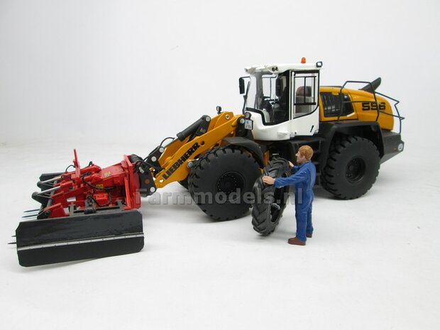 &Oslash; 50.5 mm: LIEBHERR/ CLAAS Wiking: 2x Dubbellucht Shovel banden + Alu. velgen LIEBHERR GRIJS, passen in de standaard velgen shovel Wiking  1:32         