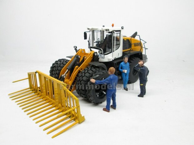 &Oslash; 50.5 mm: LIEBHERR/ CLAAS Wiking: 2x Dubbellucht Shovel banden + Alu. velgen LIEBHERR GRIJS, passen in de standaard velgen shovel Wiking  1:32         