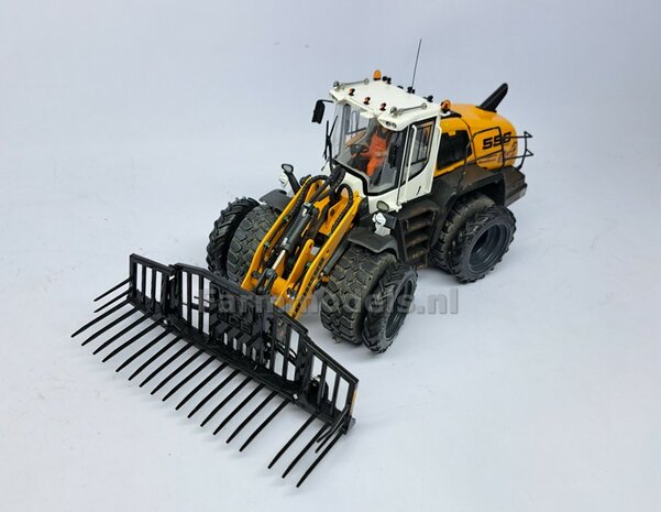 &Oslash; 50.5 mm: CLAAS TORION Wiking: 2x Dubbellucht Shovel banden + Alu. velgen CLAAS ORANJE, passen in de standaard velgen shovel Wiking  1:32         