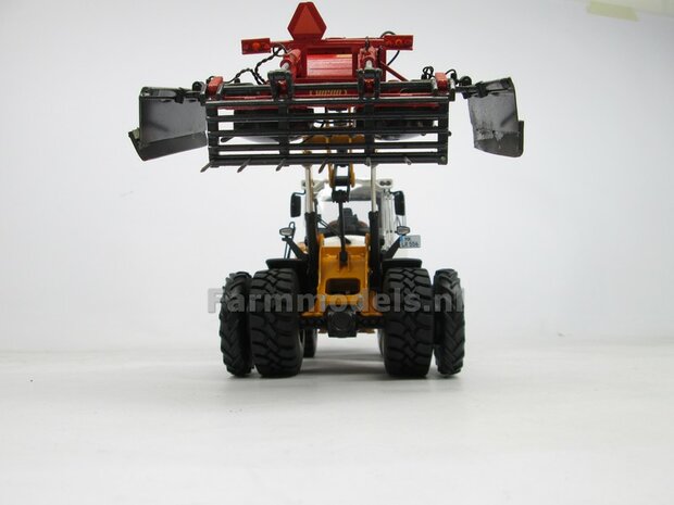 &Oslash; 50.5 mm: CLAAS TORION Wiking: 2x Dubbellucht Shovel banden + Alu. velgen CLAAS ORANJE, passen in de standaard velgen shovel Wiking  1:32         