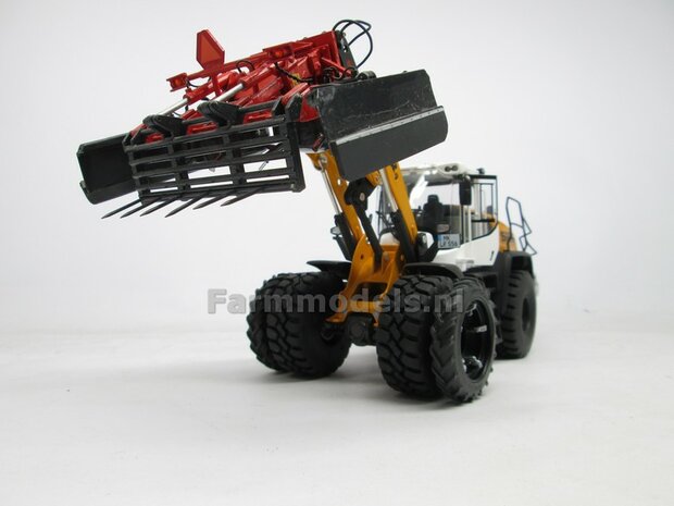 &Oslash; 50.5 mm: CLAAS TORION Wiking: 2x Dubbellucht Shovel banden + Alu. velgen CLAAS ORANJE, passen in de standaard velgen shovel Wiking  1:32         